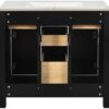 36'' Bathroom Vanity with Ceramic Sink Combo Set, Modern Freestanding Single Bathroom Cabinet with 4 Drawers & 2 Cabinets, Storage Cabinet, Solid Wood Frame Vanity Set (Black)