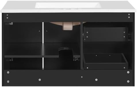 36'' Bathroom Vanity with Sink, Floating Single Sink Bathroom Vanities with Adjustable Shelf, Wall-Mounted Bath Room Vanity, Modern Storage Cabinet for Small Spaces (Black)
