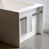 51'' Solid Surface Freestanding Bathtub, Stone Resin Stand Alone Soaking Tub, Modern Rectangular Freestanding Tubs with Overflow, Pop-up Drain, Thick Edge, Matte White