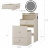 3 in 1 Vanity Desk with Flip Top Mirror, Small Make Up Vanity Set with Mirror and Lights, Compact Makeup Vanities with 2 Drawers, Cushioned Stool, Dressing Table for Bedroom (Light Yellow)