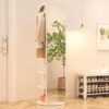 68'' x 19" Full Length Mirror with Storage Stand, Solid Wood Floor Large Long 360° Swivel Mirror for Bedroom, Living Room, Cloakroom, Office, Small Space, Small Apartment, Dormitory (White)