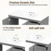 72'' Bathroom Vanities with Ceramic Sink Combo, Freestanding Double Bathroom Vanity Storage Cabinet 4 Soft Closing Doors & 2 Drawers Floor Standing Storage (Grey)