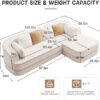 106" L-Shaped Boneless Couches for Living Room, Cloud Couch with Contrast Color Design, Modular Sectional Sofa with Deep Seat, Comfy Teddy Sofa No Assembly Required (White, Right Facing Chaise)