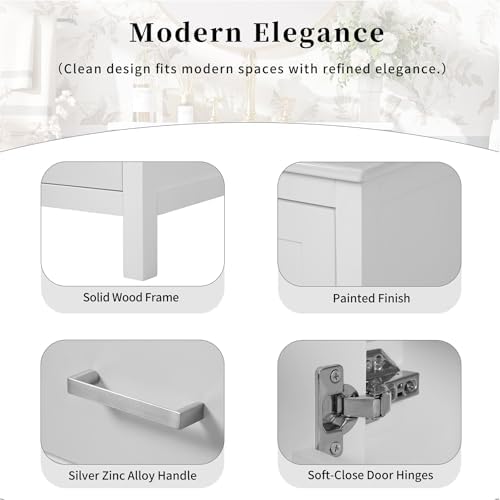 24" Bathroom Vanity with Sink Combo Set, Solid Wood Frame Bathroom Storage Cabinet with 2 Drawers and 1 Drawer, Double-layer Door Shelf, Soft Closing Cabinet Door with Organizer, White