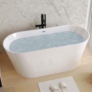 Acrylic Freestanding Bathtub, Stand Alone Soaking Tub, Extra Deep Cold Plunge Tub, Modern Free Standing Bath Tubs for Bathrooms (Gloss White, 67'')