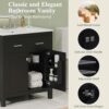 60" Modern Bathroom Vanity with Double Vanities, Double Ceramic Sinks, Adjustable Shelf, Soft Close Doors and Flip Drawer, Large Bathroom Vanity Sink Set (Black)