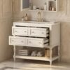 36" Bathroom Vanity with Sink, Bathroom Vanities, FreeStanding Vanity Set with 4 Drawers, Solid Wood Frame Bathroom Cabinet (Beige)
