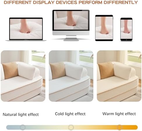 106" L-Shaped Boneless Couches for Living Room, Cloud Couch with Contrast Color Design, Modular Sectional Sofa with Deep Seat, Comfy Teddy Sofa No Assembly Required (White, Right Facing Chaise)