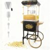 Upgraded 16oz Commercial Popcorn Machine with Cart, 850W Large Vintage Popcorn Maker for 15-20 People, Pop Corn Machine Makes Up to 80 Cups for Home Party(Black)