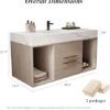 39.4'' Bathroom Vanity with Sink, Floating Ceramic Sink Bathroom Vanity with Countertop Multi-Layer Solid Wood Cabinet Soft-Close Drawers Open Shelf Storage (Oak, 39.4''-Countertop)