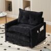 Oversized 360° Swivel Accent Armchair, Nursing Chair and a Half with Side Pockets and Wide armrest, Solid Metal Base, Comfortable Single Sofa Chair for Living Room,Bedroom, Reading Room (Black)