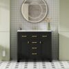 36'' Bathroom Vanity with Ceramic Sink Combo Set, Modern Freestanding Single Bathroom Cabinet with 4 Drawers & 2 Cabinets, Storage Cabinet, Solid Wood Frame Vanity Set (Black)