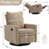 360° Swivel Rocking Chair Nursery, Glider Recliner Chair with High Backrest, Manual Swivel Rocker Recliner with Deep Cushioned Seat for Living Room, Bedroom, Baby Room(Camel)