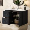 36'' Bathroom Vanity with Sink, Floating Single Sink Bathroom Vanities with Adjustable Shelf, Wall-Mounted Bath Room Vanity, Modern Storage Cabinet for Small Spaces (Black)
