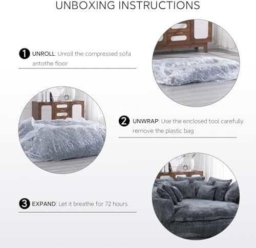 81'' Large Bean Bag Chair for Adults, Memory Foam Oversized Beanbag Chairs Couch with 14 Pillow, Comfy Giant Bean Bag Sofa Couch Bed, Chaise Lounge Chair Indoor Lazy Sofa for Living Room (Orange)