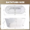 Acrylic Freestanding Bathtub, Stand Alone Soaking Tub, Extra Deep Cold Plunge Tub, Modern Free Standing Bath Tubs for Bathrooms (Gloss White, 67'')