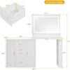 59" Vanity Desk with Mirror and Lights, Makeup Vanity with 3 Drawers and 2 Cabinets Adjustable Shelves, Dressing Table with 3 Color Modes for Bedroom, Dressing Room, Women
