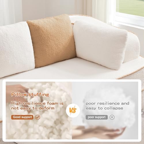 106" L-Shaped Boneless Couches for Living Room, Cloud Couch with Contrast Color Design, Modular Sectional Sofa with Deep Seat, Comfy Teddy Sofa No Assembly Required (White, Right Facing Chaise)