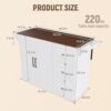 Kitchen Island Cart with Trash Can Storage, 44" Portable Kitchen Island on Wheels with Drop Leaf & Power Outlet, Large Mobile Islands Table, Bar Table with Towel Rack & Spice Rack