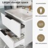 36 Inch Bathroom Vanity with Sink, Floating Ceramic Sink Bathroom Vanity with 2 Soft-Closing Drawers Wall-Mounted Bath Room Vanities for Small Space (White, 36‘’)