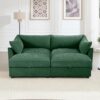 78.7" Cloud Sectional Couches for Living Room, Convertible L-Shape Deep Seat Couch with 2 Storage Ottoman, 2 Seater Modular Sectional Sofa for Living Room/Bedroom/Office (Green, Loveseat - 2 Ottomans)