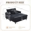 56'' Oversized Chaise Lounge Chair Indoor, Comfy Corduroy Chaise Sofa Recliner Bed Upholstered Sleeper Couch Bed with USB Charging, LED, Cup Holder, Side Pocket for Living Room (Balck)