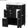 24" Modern Bathroom Vanity with Sink, Sink Cabinet with Ceramic Basin, Bathroom Vanities Cabinet with 2 Drawers & 1 Door (Black)