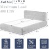 All in One Full Mattress & Bed Frame,13.5'' Memory Foam Compress Bed in a Box with Headboard | Motion Isolation | No Assembly Required | Living Room Apartment Bedroom (Khaki)