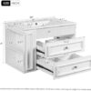 30 Inches Bathroom Vanity with Sink MDF, Wall Mounted Floating Cabinets w/Double Drawers, 3 Holes Single Ceramic Sink Combo Set Modern Storage Cabinet (White)