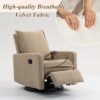 360° Swivel Rocking Chair Nursery, Glider Recliner Chair with High Backrest, Manual Swivel Rocker Recliner with Deep Cushioned Seat for Living Room, Bedroom, Baby Room(Camel)