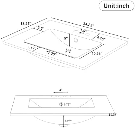 24" Bathroom Vanity with Sink, Bathroom Cabinet with Door Shelf, Deep Drawer, 2-Tier Pull-Out Basket, Solid Wood Frame Bathroom Vanities (Black)