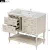 36" Bathroom Vanity with Sink, Bathroom Vanities, FreeStanding Vanity Set with 4 Drawers, Solid Wood Frame Bathroom Cabinet (Beige)