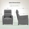 Power Recliner Chair for Adults, Lazy Linen Electric Recliner with Side Pocket, Small Nursery Recliner Whit Tall Back Living Room Chairs, Home Theater & Small Spaces for Woman (Light Grey)