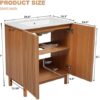 30″ Bathroom Vanity with Ceramic Sink, Modern Bathroom Vanity Cabinet with 2 Doors, Freestanding Mid-Century Restroom Sink Cabinet Combo with U-Shaped Adjustable Shelf (30")