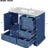 36" Bathroom Vanity with Ceramic Sink Combo, Freestanding Modern Bathroom Storage Vanity Cabinet with 2 Soft-Closing Doors & 4 Drawers, Bathroom Vanities, Solid Wood Frame, Storage Cabinet (Blue)