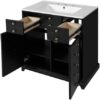 30'' Bathroom Vanity with Ceramic Sink Combo, Solid Wood Frame Bathroom Storage Cabinet, Freestanding Vanity Set with 2 Drawers & Soft Closing Doors (30'')
