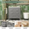 30'' Bathroom Vanity with Ceramic Sink Combo, Bathroom Vanity Storage Cabinet with Gold Pull, 1 Tip-Out Drawer & 2 Drawers, Solid Wood Frame Storage Vanities with Sink (Gray)