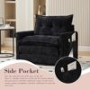 Oversized 360° Swivel Accent Armchair, Nursing Chair and a Half with Side Pockets and Wide armrest, Solid Metal Base, Comfortable Single Sofa Chair for Living Room,Bedroom, Reading Room (Black)