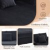 56'' Oversized Chaise Lounge Chair Indoor, Comfy Corduroy Chaise Sofa Recliner Bed Upholstered Sleeper Couch Bed with USB Charging, LED, Cup Holder, Side Pocket for Living Room (Balck)