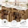 60'' Bathroom Vanity with Ceramic Sink Combo, Freestanding Double Bathroom Vanities with 4 Soft Close Doors, 2 Flip Drawer, Adjustable Shelf, Modern Storage Cabinet for Small Bathrooms (60 Inch)