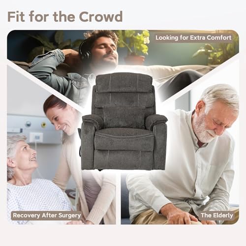 Multi-Functional Power Lift Recliner with Foldable Table, Charging Station, Lazy Boy Recliner Chair That Can Rest Flat. Lift Chairs Recliners for Elderly with Massage and Lumbar Heat