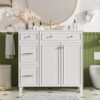 36" Bathroom Vanity with Ceramic Sink, Standard and Double-Layer Drawers, Soft Close Doors, Adjustable Shelves, Modern Storage Cabinet for Small and Medium Bathrooms (White)