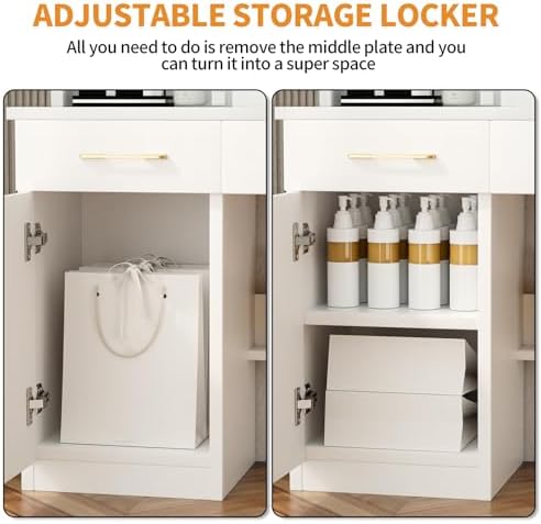 32'' Makeup Vanity Desk with Mirror and Lights, Large LED Mirror with 3 Color Modes, Makeup Vanity with Power Outlet & USB Ports, 6 Open Shelves & 2 Drawers for Women & Girls