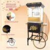 Upgraded 16oz Commercial Popcorn Machine with Cart, 850W Large Vintage Popcorn Maker for 15-20 People, Pop Corn Machine Makes Up to 80 Cups for Home Party(Black)