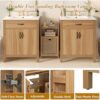 60'' Bathroom Vanity with Ceramic Sink Combo, Freestanding Double Bathroom Vanities with 4 Soft Close Doors, 2 Flip Drawer, Adjustable Shelf, Modern Storage Cabinet for Small Bathrooms (60 Inch)