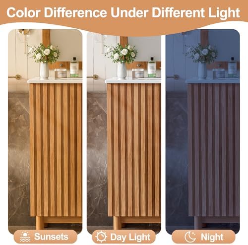 30″ Bathroom Vanity with Ceramic Sink, Modern Bathroom Vanity Cabinet with 2 Doors, Freestanding Mid-Century Restroom Sink Cabinet Combo with U-Shaped Adjustable Shelf (30")