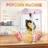Portable Popcorn Machine, 8 Ounce Nonstick Kettle Small Popcorn Maker, Movie Theater Commercial Popper Machine for Parties, Events, and Home Theater (Pink)