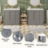 72'' Bathroom Vanities with Ceramic Sink Combo, Freestanding Double Bathroom Vanity Storage Cabinet 4 Soft Closing Doors & 2 Drawers Floor Standing Storage (Grey)