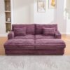 83.5" Oversized Double Lounge Chaise, Cloud Plush Sofa Bed, Upholstered Cloud Sofa Deep Seat with USB Ports and Cup Holders, Modern Sleeper Loveseat Chair for Living Room Reading (Wine Red)