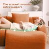 82'' L Shaped Couch | Boneless Couches for Living Room with 1 Ottoman | Modular Sectional Couch in A Box | 32D High Density Sponge | Curved Armrest Sofa (Orange, 2Seater + 1 Otto)